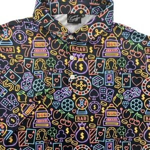 Sunday Swagger Gambler Performance Golf Polo Neon Casino Vegas 2XL Short Sleeve